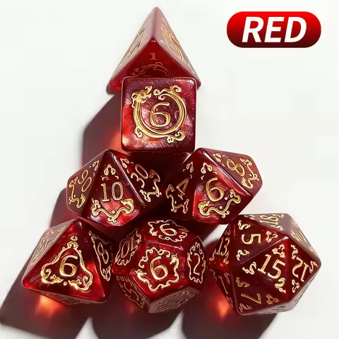 7Pcs Dragon Pattern Polyhedral Dice Set - D&D TRPG Role Playing Game Dice for Gift & Entertainment A