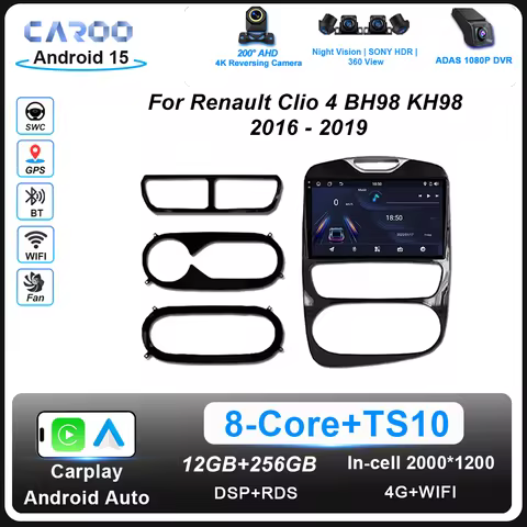Android 15 Car Radio Stereo For Renault Clio 4 BH98 KH98 2016 - 2019 Auto Multimidia Video Player He