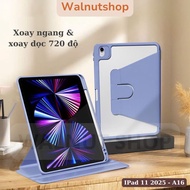 Bao Da iPad 11 2025 A16 - air 7 Xoay 360 Độ Có Khay Cài Bút – Lưng Trong Mika Không Ố – xoay ngang -