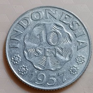 Koleksi koin kuno Indonesia lawas 10 sen Aluminium Tahun 1957