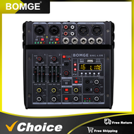 BOMGE 04M Audio Mixer, Sound Board Mixing Console with 4 Channel , Input 48V DJ Mixers for Recording, Live Streaming, Podcasting