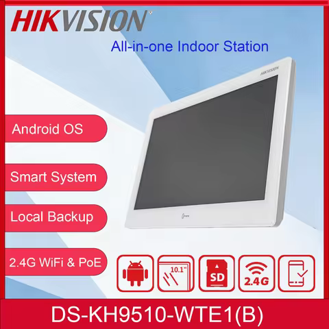 Hikvision DS-KH9510-WTE1(B) 10.1 Inch Android Video Intercom Indoor Station PoE WiFi Smart Home Secu
