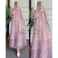 gamis brukat jumbo - Uwais dress - brukat cantily mix poli micro dan tile furing premium | gamis pes