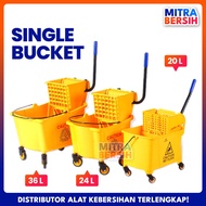 Single Bucket Mop Wringer Trolley Sidepress 20L - 24L - 32L - 36L Handsfree Mop Squeeze Tool/ Squeez