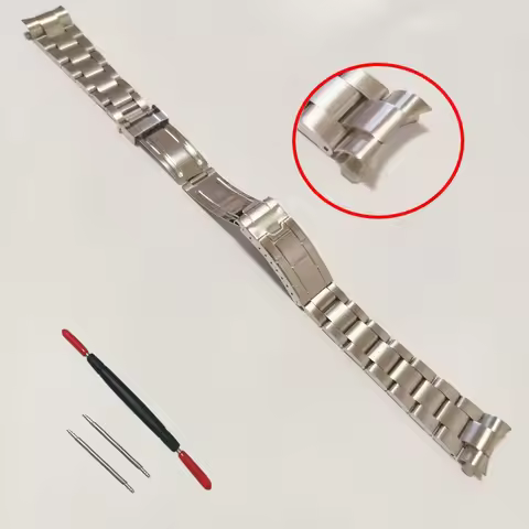 20mm Stainless Steel Silver Gold Vintage Grid Clasp Oyster Watch Strap Band Bracelet Fits for Rolex