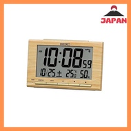 [Direct from Japan][Brand New]Seiko Clock Alarm Clock, electric wave digital calendar, light brown grain, 91 x 148 x 47 mm SQ799B