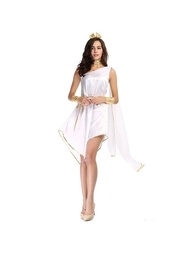 Greek Goddess Costume Jumpsuit Gold Corset with White Sleeves Greek Suit Athena Goddess Fairy Dress