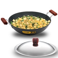 LazMallHawkins Futura 5 Litre Deep Fry Pan, Hard Anodised Kadai with Stainless Steel Lid, Flat Botto