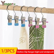 YESPERY 1/3Pcs Laundry Hooks Clothes Pegs Photo Clip Stainless Steel Clothespins Towel Chips Hook Socks Hanger