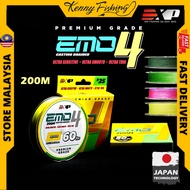 EXP EMO 4X 200m Casting Braided Fishing Line PE Multifilament Durable 4 strand 4 sulam tali pancing 