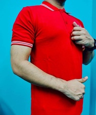 Plain Polo T-Shirt Plain Slim-Fitting Cotton
