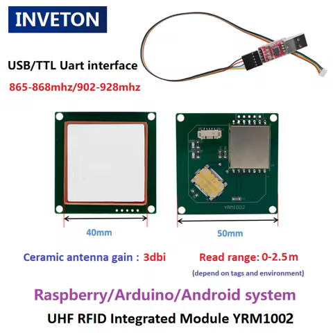 Arduino YRM100 Module TTL UHF RFID Reader EPS32 Interface RFID Antenna Integrated Writer Module for 