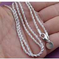 Twisted Necklace Flash Rope 925 Silver Plated Length 22 Inches (55 Cm.) Width 4 Mm.does Not Turn Bla