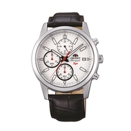 Orient Men's Chronograph Quartz Black Leather Strap Watch FKU00006W0