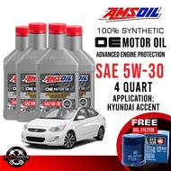 AMSOIL OE Series 5W-30 100% Synthetic Motor Oil 4 Quarts with VIC OIL FILTER for Hyundai Accent