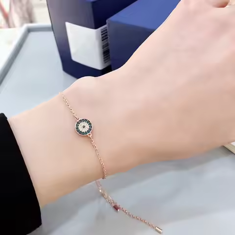Buy One Get One Free S925 Sterling Silver Round Devil's Eye Pull-out Bracelet for Women