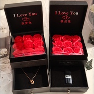 Jewelry$KG*gift~yo+box 9 Roses Jewelry Box Necklace,Ring,Earring, Valentine's Day Gift~hZ~Flower$Ch