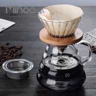 Household Glass Hand Coffee Maker Coffee Dripper Pot Set Wooden bracket Coffee Filter Coffee Filter 