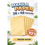 Manila Paper whole folded 36 inches x 48 inches by 10's