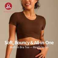 MOVING PEACH Women Gym Shirt Breathable Running Sports T-shirts Comfort Yoga Top Daily Wear CTU