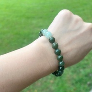 ||沉穩之美||正宗老油青糯化翡翠手串-緬甸天然A貨翡翠