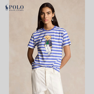 Polo Ralph Lauren เสื้อยืดผู้หญิง Polo Bear Striped Cotton Tee รุ่น WMPOKNINCU20925 สีฟ้า