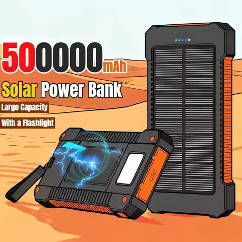500000mAh Solar Power Bank Large Capacity Super Fast Charging Outdoor Portable External Battery for 