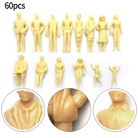 60pcs Model Figures 1:87 Unpainted H0 Figures Standing H0 Accessories Plastic Painted Figures Desk D