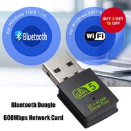 AC600 Bluetooth 5.0 USB WiFi Adapter Dongle for Desktop Laptop PC