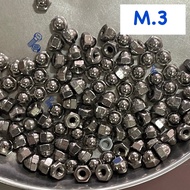 หัวน็อตหมวก น็อตตัวเมียหัวหมวก เหล็กชุบโครเมียมเงา M3-M12 (บรรจุ10ตัว) พร้อมส่งค่ะ