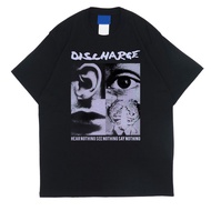 Kaos band T-shirt Discharge "hear nothing see nothing say nothing" Metal Cotton Combed Merch