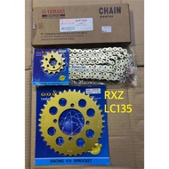 RXZ LC135 Y125ZR Y15 SPROCKET 415-132 ORING YAMAHA CHAIN GOLD SET GONGO SPROCKET ORING CHAIN RK RKM