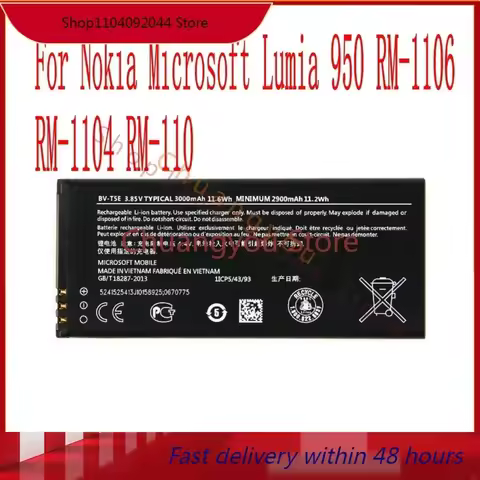 New 2024 High Quality BV-T5E Battery For Nokia Microsoft Lumia 950 RM-1106 RM-1104 RM-110 Cell Phone