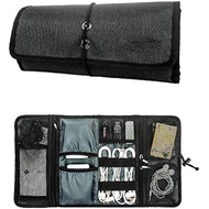 Electronic Organizer Cord Pouch, Travel Cable Charger Phone Accessories Bag Organizer Roll up Tech Carrying Case for USB Cables SD Memory Cards Earphone Flash Hard Drive