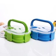 1600ml雙層矽膠折疊便當盒  1600ml  Double Layer Silicone Foldable Bento Box