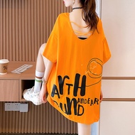 2023 Design Short-Sleeved t-Shirt Women's Mid-Length Printed V-Neck Top Fashion Halter Women's Cloth