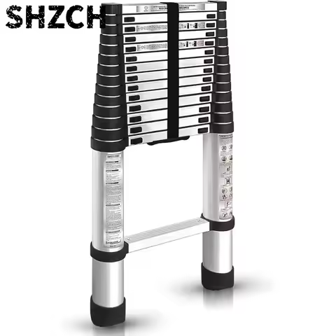 14.5FT / 4.4M Aluminum Telescopic Ladder Folding Step Multi-Use Non-Slip Collapsible Inward Sliding