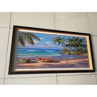 Print painting plus frame size: 50cm x 100cm Beach edge view