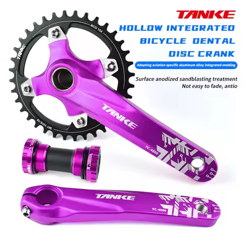 TANKE Crankset 170MM Bicycle Chainring hollow integrated crankset 104 BCD Narrow Wide Bike MTB Crown