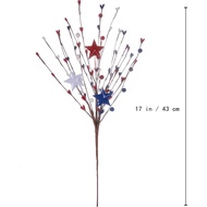 4th of July Patriotic Picks,6 Pack Artificial Red White Blue Berry Picks with Stars Independence Day