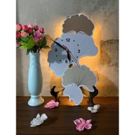 Ez23 Rc 231 Aesthetic Boho Flower Wall Clock Led Home Sweet Home Living Room/Bedroom Wall Decoration