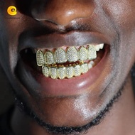 CREAMCANVAS​ Teeth Grillz Set, Removable Design Hip Hop Hiphop Teeth Grillz, Gift Zircon Rhinestone 