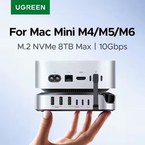 UGREEN USB HUB Docking Station for Mac Mini M4/M4 Pro M.2 NVMe SSD 8TB Max 10Gbps USB-A&C Ports SD&T