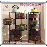 ✑❖♚3 4 5 Layer Rotatable Kitchen Utility Trolley Cart Shelf Storage Rack Organizer With Wheels Stand