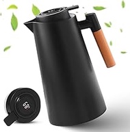 Thermos Flask, 1 Litre Insulated Coffee Pot, Teapot Thermal with Temperature Display, Well Sealed Co