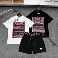 DSQ DSQ Men's and Women's Shorts Set DSQuared2 BOY Street Wind Pants with Beautiful Pink Letter Prin