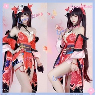 Game Honkai: Star Rail SPARKLE Cosplay Costume Wig+Red Dress+Fox Mask Accessories Full Set Carnival Party Suit