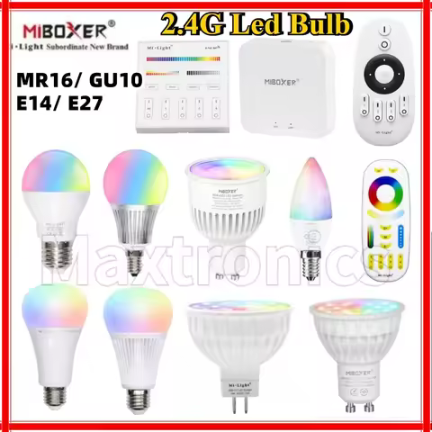 Hot Miboxer 2.4G Led Bulb MR16 GU10 E14 E27 Led Light 4W 5W 6W 9W 12W CCT RGB+CCT Wireless Wifi Remo