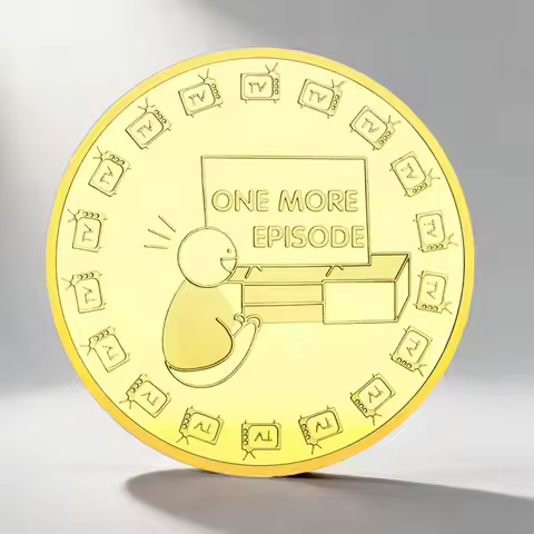New Yes or No Decision Gold Plated Commemorative Coin Go To Bed or One More Episode Souvenir Coin Ho
