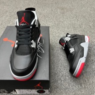 Jordan  Jordan 4 Retro Bred High-Top Retro Basketball Shoes GS Black Red